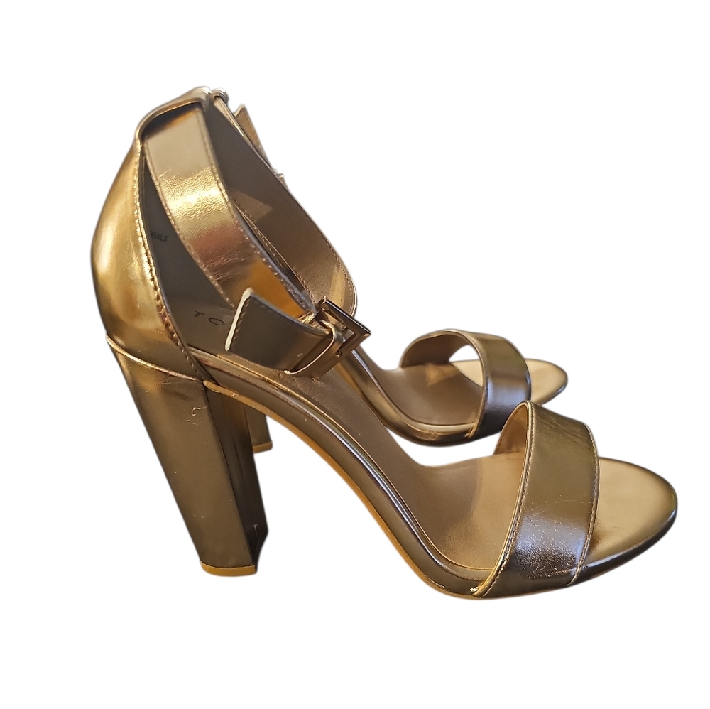 TORRID Two Strap Tapered Block Heel Sandal Rose Gold 8W Wide New SH397